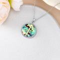 wholesale 925 Sterling Silver Abalone Shell Natural Cubic Zirconia Sagittarius Zodiac Necklace 12 Constellation Coin Pendant-0-2
