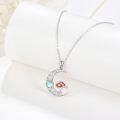 wholesale 925 Sterling Silver Moon Pendant with Red Enamel and Crystal Accents-0-1