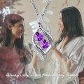TOUPOP Sterling Silver Amethyst Sister Necklace, Forever My Friend Pendant-0-3