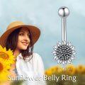wholesale 925 Sterling Silver Daisy Sunflower Belly Button Ring Evil Eyes Navel Rings for Women Body Piercing Jewelry-0-1