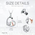 wholesale 925 Sterling Silver Heart-Shaped Cat and Dog Pendant Necklace with Cubic Zirconia Stones - I Love You Forever-0-1