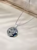 TOUPOP Sterling Silver Blue Crystal Daffodil Moon Flower Necklace-0-4