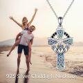 wholesale 925 Sterling Silver Celtic Knot Cross with Abalone Shell and Black CZs Infinity Heart Love Pendant Necklace for Women Girls  (Length: 46cm)-0-5