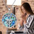 wholesale 925 Sterling Silver Abalone Shell Celtic Knot Heart Pendant w/ Triple Moon Ankh Cross Necklace for Women-0-2