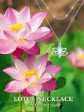 wholesale Sterling Silver Moonstone Double Layer Lotus Flower Necklace for Women-0-4