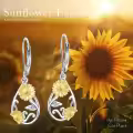 wholesale 925 Sterling Silver Sunflower and Butterfly Drop Earrings Wholesale for Women-0-3