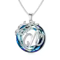 TOUPOP Sterling Silver Blue Crystal Tree Of Life Initial Letter Pendant Necklace-0-0