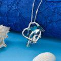 wholesale 925 Sterling Silver Blue Crystal Heart-Shaped Dolphin Pendant Necklace Gift for Women Girls Mom Girlfriend-0-3
