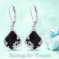 wholesale 925 Sterling Silver Black Onyx Filigree Teardrop Gemstone Leverback Drop Earrings for Women-0-3