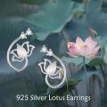 wholesale 925 Sterling Silver Lotus Earrings With Pink Gemstone-0-17