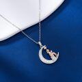 wholesale 925 Sterling Silver Crescent Moon Star Girl Reading Books Pendant Necklace for Women-0-1