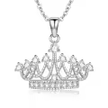 TOUPOP Sterling Silver Cubic Zirconia Crown Necklace Pendant Gift-0-0