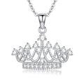 TOUPOP Sterling Silver Cubic Zirconia Crown Necklace Pendant Gift-0-0