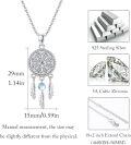 wholesale 925 Sterling Silver Moonstone & Turquoise Dreamcatcher Feather Pendant Necklace-0-4