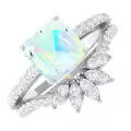 TOUPOP Sterling Silver Moissanite Opal Wedding Ring Set For Women-0-0