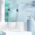 wholesale 925 Sterling Silver Moon Star Threader Earrings Wholesale w/ Tassel Chain for Women & Teens - Hypoallergenic-0-5