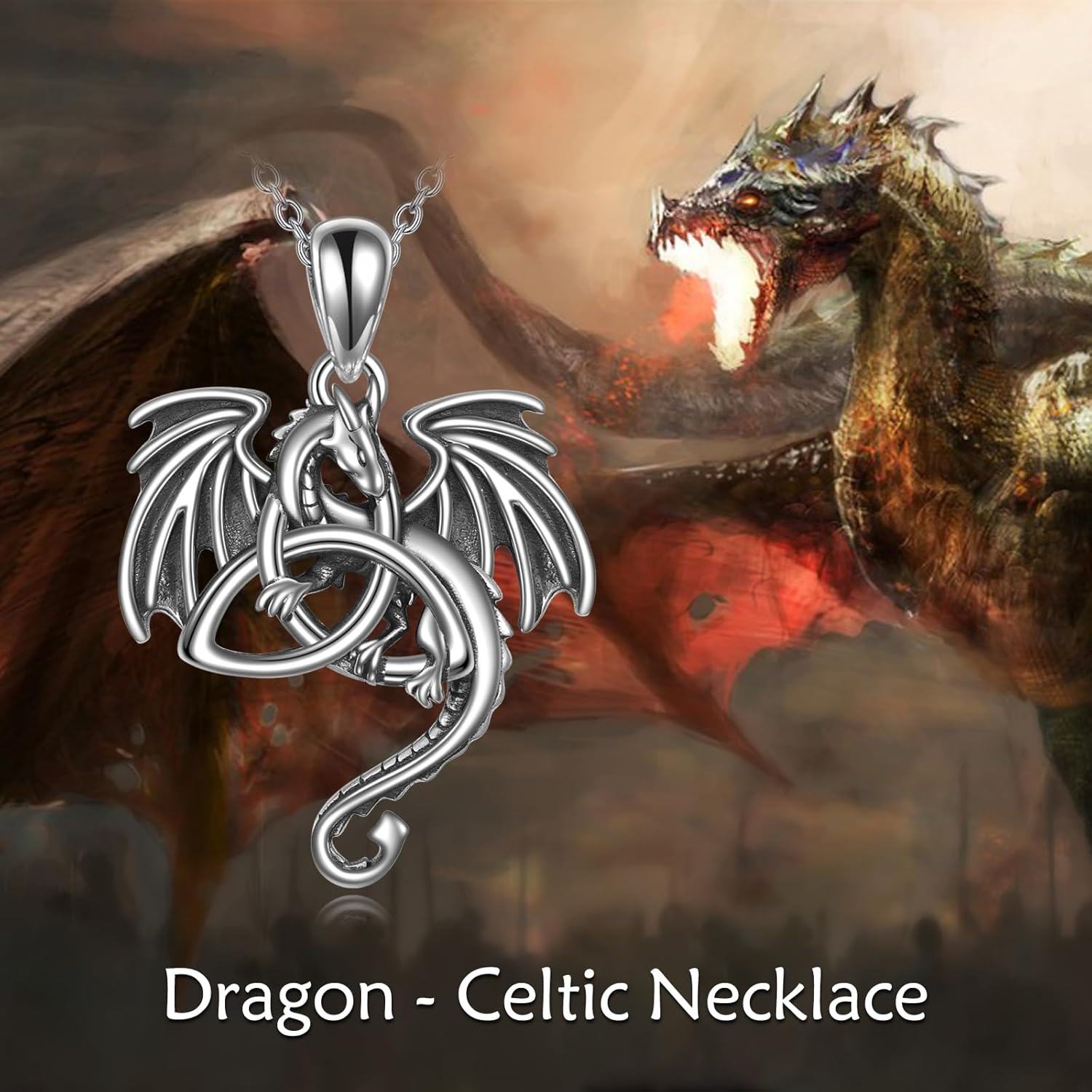Sterling Silver Crystal Dragon Necklace Jewelry-0-2