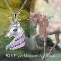 wholesale 925 Sterling Silver Rainbow Crystal Unicorn Pendant Necklace for Women-0-2