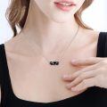 wholesale 925 Sterling Silver Crescent Moon Star Constellation Black Onyx Two Tone Pendant Necklace-0-2