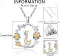 wholesale 925 Sterling Silver Yellow Crystal Giraffe Floral Round Pendant Necklace for Girls and Women Gifts-0-5