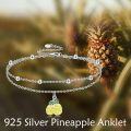 wholesale 925 Sterling Silver Double Layered Pineapple Charm Ankle Bracelet for Women-0-1