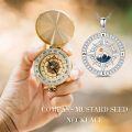 wholesale 925 Sterling Silver Turquoise Mountain Compass Pendant Necklace for Women Ocean Wave Design  48cm Chain Length-0-4