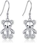 wholesale 925 Sterling Silver Teddy Bear Dangle Earrings with Cubic Zirconia Accents-0-0