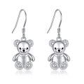 wholesale 925 Sterling Silver Cute Bear Dangle Earrings With Clear Cz Stones And Polished Finish For Women And Girls-0-0