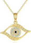 wholesale 14K Gold Evil Eye Pendant Necklace with Blue and White CZ Stones for Women - Protection for Mom-0-0