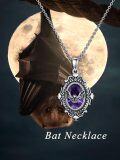 wholesale 925 Sterling Silver Purple Crystal Pendant Necklaces Gothic Bat Design s for Her-0-5