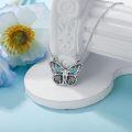 wholesale 925 Sterling Silver Butterfly Turquoise Stone Pendant Necklace for Women Girls  43cm Chain Length-0-1
