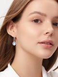 wholesale 925 Sterling Silver Blue Moonstone Teardrop Leverback Dangle Earrings for Women-0-2