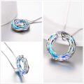 wholesale 925 Sterling Silver White Gold Plated Aurora Boreale Crystal Circle Pendant Necklace for Women-0-1