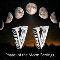 wholesale 925 Sterling Silver Black Moon Phase Triangle Skull Viking Rune Wolf Hoop Earrings-0-1