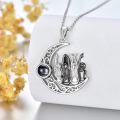wholesale 925 Sterling Silver Moon & Crystals Family Pendant Necklaces Gifts for Women Girls Mother's Day Jewelry-0-4