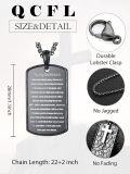 wholesale 925 Sterling Silver Black Stone Engraved Cross Dog Tag Pendant Necklace for Men Gifts for Dad Husband Son-0-1