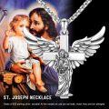 wholesale 925 Sterling Silver Guardian Angel Cross Pendant Necklace for Women Men Catholic s-0-5