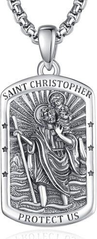 wholesale Sterling Silver Saint Medals Pendant Necklace for Men Women Protection Jewelry Gifts-A0-Saint Christopher（Personalized）-A0-Saint Christopher