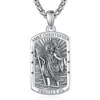 wholesale 925 Sterling Silver Saint Christopher Medal Pendant Necklaces for Men & Women - Religious Protection  Ideas-A0-Saint Christopher（Personalized）-A0-Saint Christopher