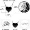 wholesale 925 Sterling Silver Black Onyx Heart Pendant Necklace with 18+2 Chain - Birthday Gift for Her-0-4