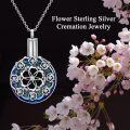 wholesale TOUPOP Cremation Jewelry Sterling Silver Urn Necklace For Ashes With Blue Circle Crystal Memorial Pendant Jewelry Funnel Filler -0-4