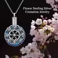 TOUPOP Sterling Silver Blue Crystal Cremation Urn Necklace with Filler-0-4