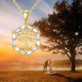 wholesale 14K Gold White Cubic Zirconia Tree Of Life Pendant Necklace For Women-0-5