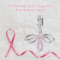 wholesale 925 Sterling Silver Pink Ribbon Dragonfly Charm Pendant-0-3