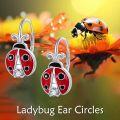 wholesale 925 Sterling Silver Red Enamel Ladybug Leverback Earrings-0-2