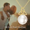 wholesale 14K Gold Pearl Triquetra Pendant Necklace for Women-0-4