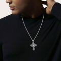 wholesale 925 Sterling Silver Skull Winged Cross Pendant Necklace  for Men & Women Gothic Religious Jewelry Baptism Gift-0-2