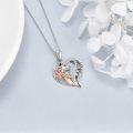 wholesale 925 Sterling Silver Angel & Wolf Heart Pendant Necklaces I love you Gifts for Girls and Women-0-3