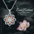 wholesale 925 Sterling Silver Lotus Evil Eye Pendant Necklace with Blue Crystal Accents for Women-0-2