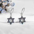 wholesale 925 Sterling Silver Star of David with Cross Drop Earrings for Women - Jewish and Christian  Ideas-0-2